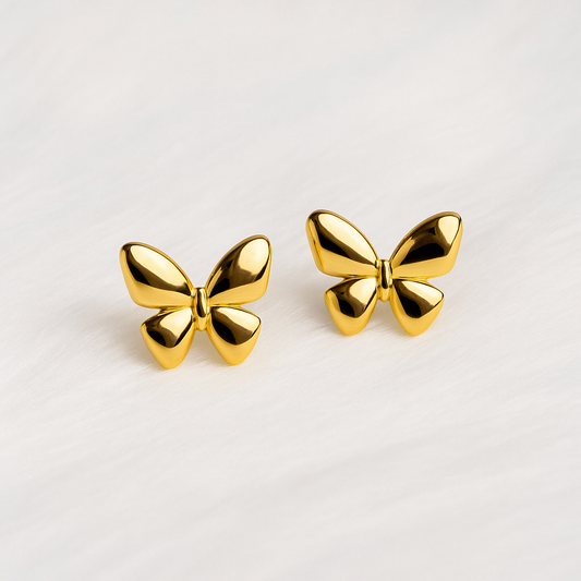 Golden Glow Butterfly Stud Earrings | 18K Gold Plated | Anti-Tarnish
