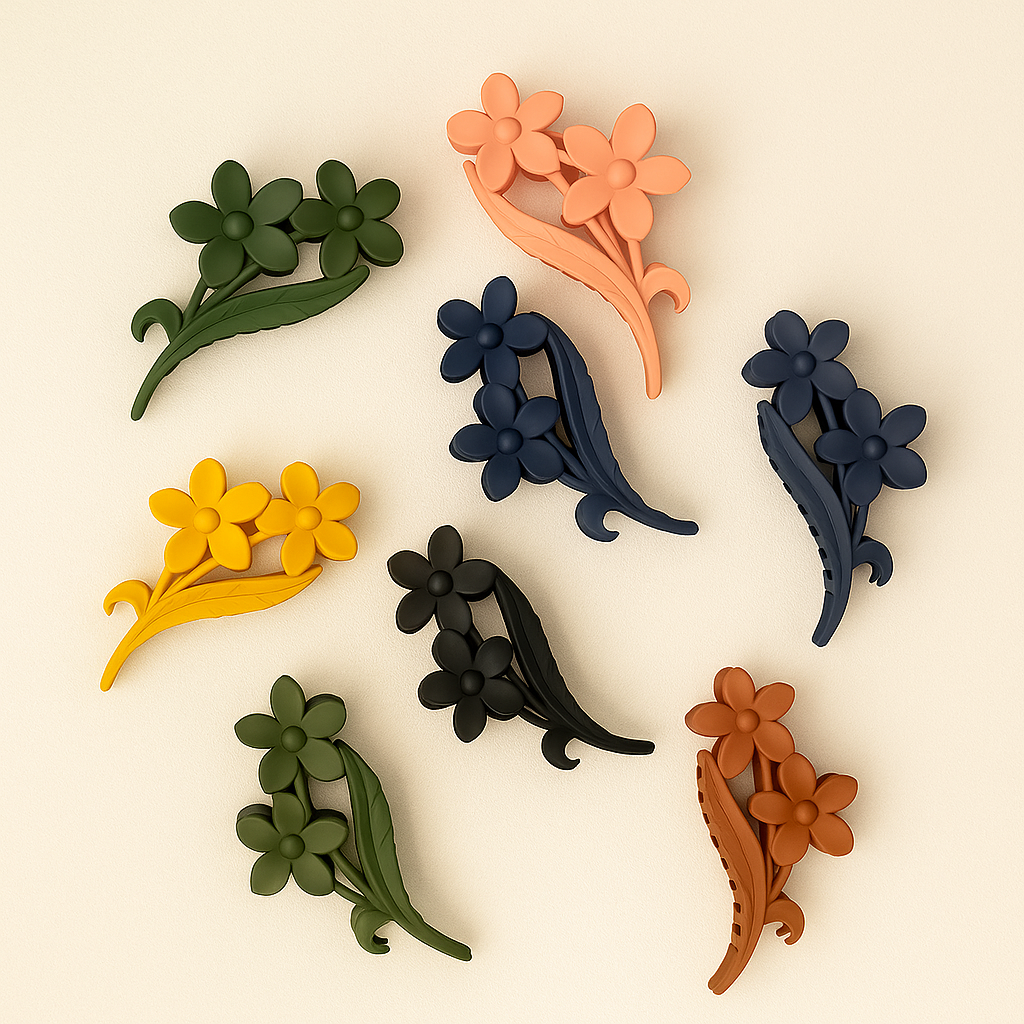 Bloom & Leaf Matte Finish Hair Clutcher – Set of 3 | 4