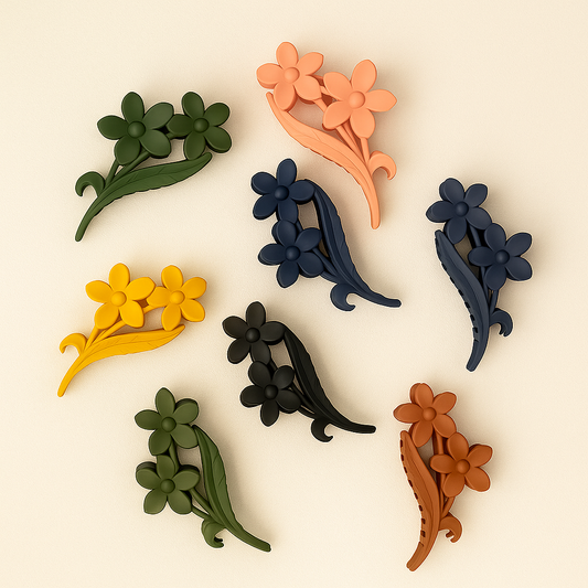 Bloom & Leaf Matte Finish Hair Clutcher – Set of 3 | 4