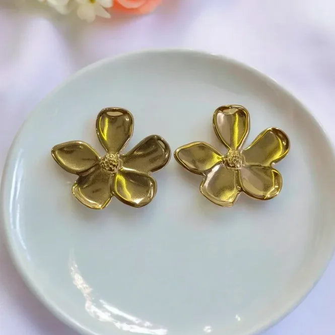 Camellia flower stainless steel Earrings | Anti-tarnish | Stainless Steel | Gold Plated