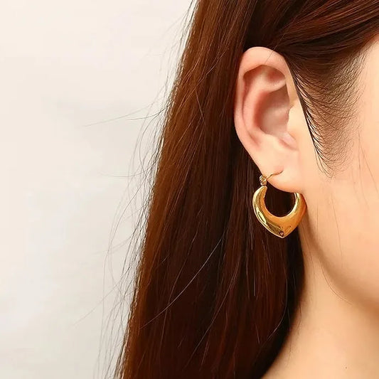 Love Shaped Cross Border Hoops | Anti-tarnish | Stainless Steel | Gold Plated | Try On