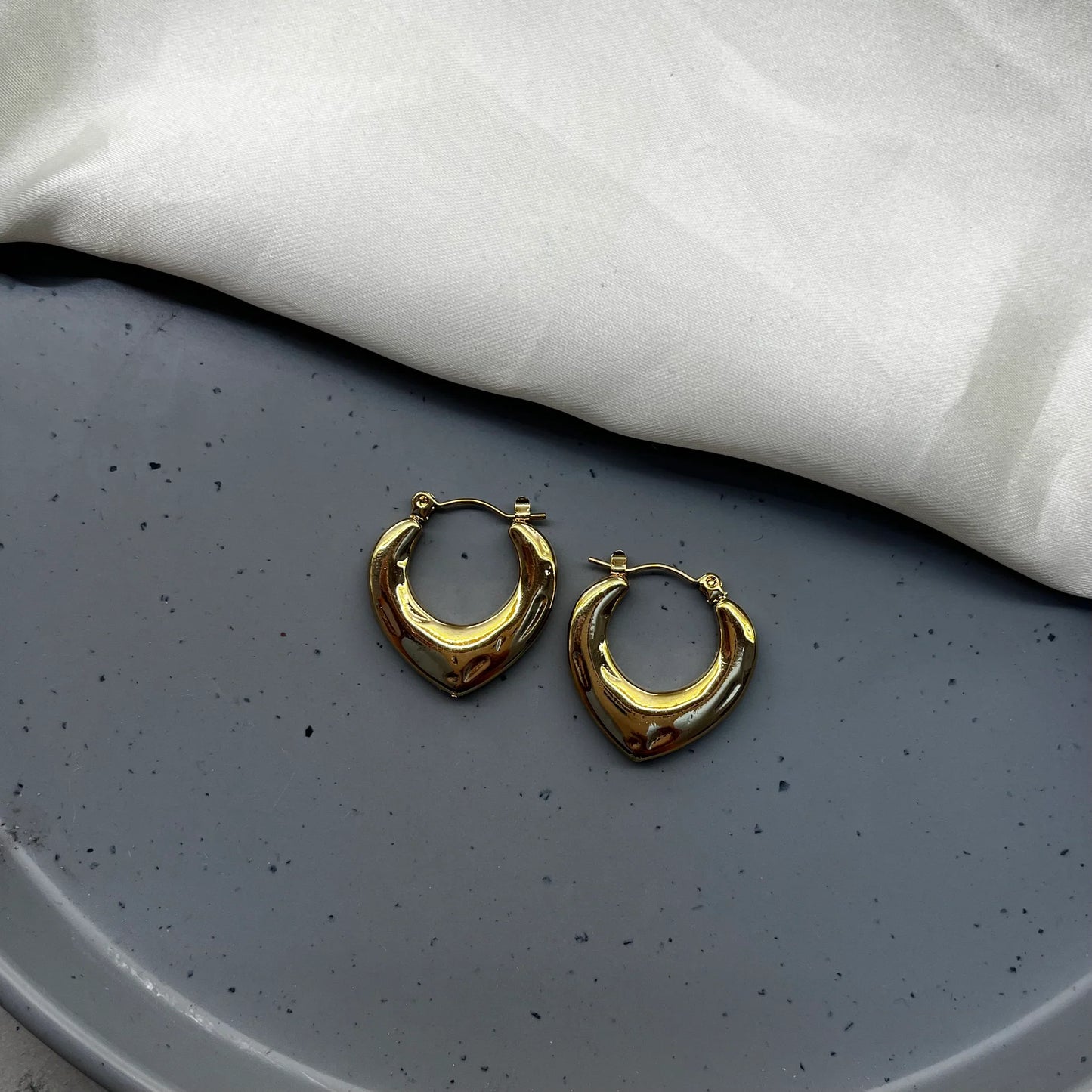 Love Shaped Cross Border Hoops | Anti-tarnish | Stainless Steel | Gold Plated