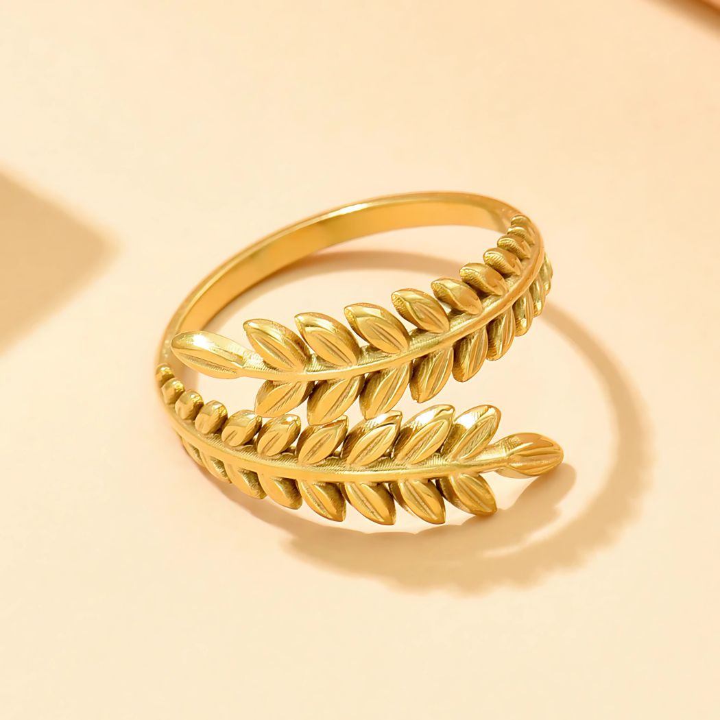 Parallel Olive Leaf Ring