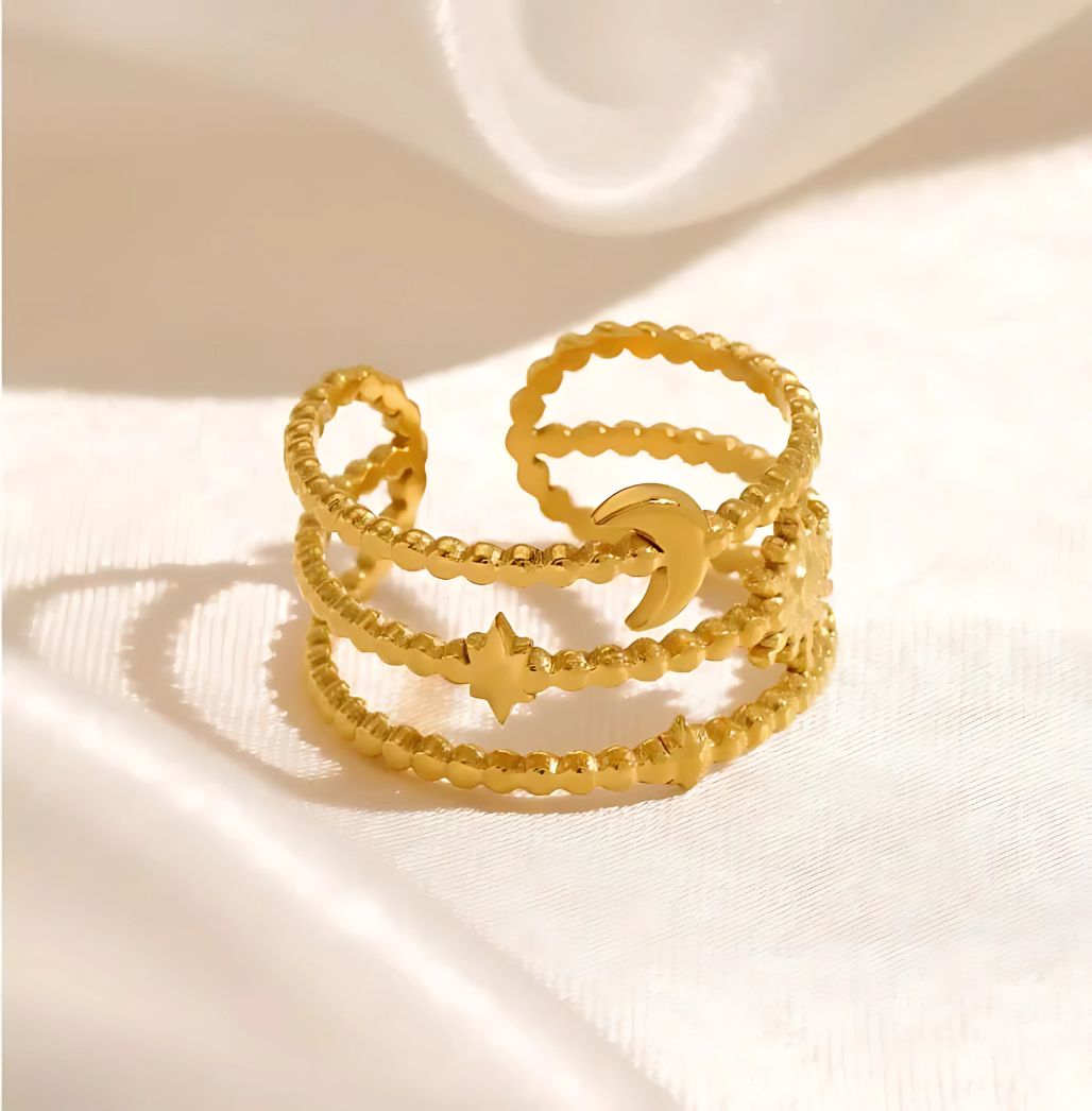 The Moon, Stars & Sun Three Layer Ring
