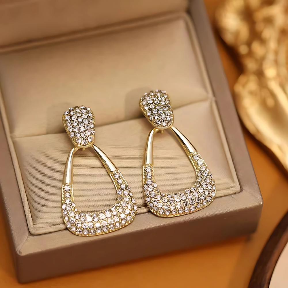 Blind Rhinestone Studded Drop Earrings