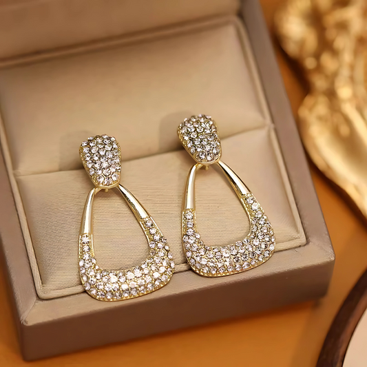 Blind Rhinestone Studded Drop Earrings