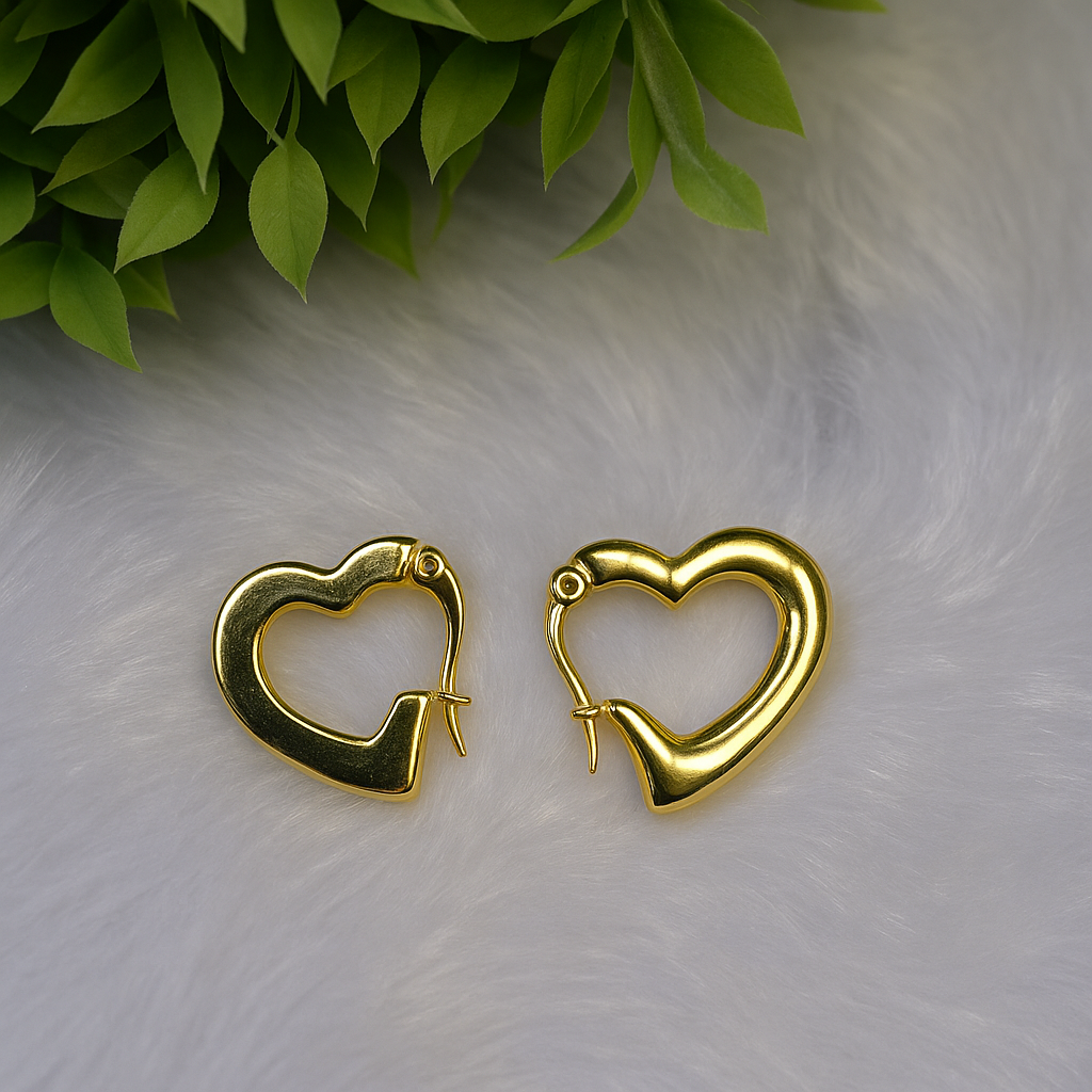 Bold Heart Hoop Earrings | 18K Gold Plated | Anti-Tarnish Stainless Steel