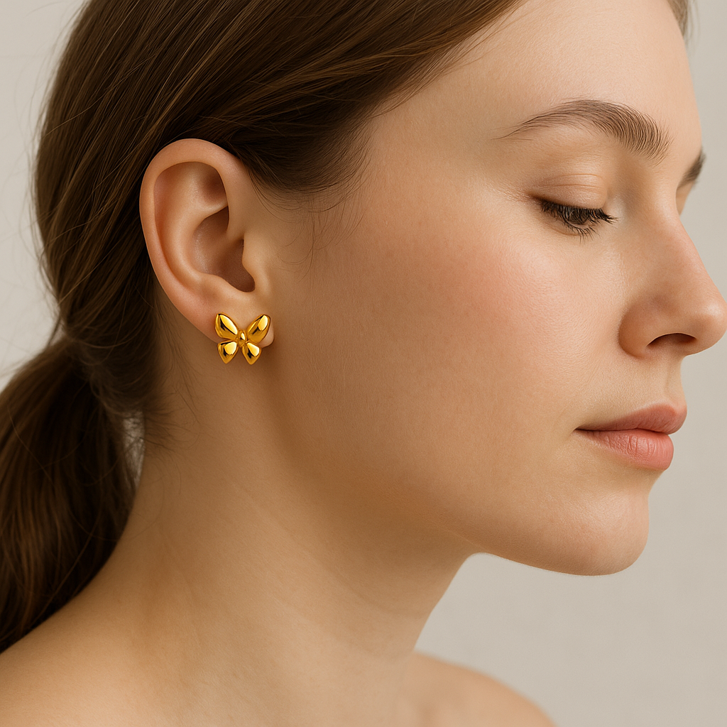 Golden Glow Butterfly Stud Earrings | 18K Gold Plated | Anti-Tarnish