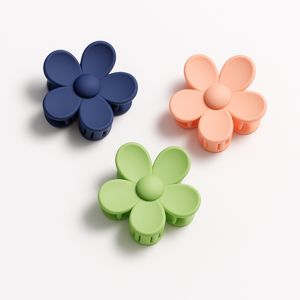 Elegant Matte Flower Claw Clip 4pc | 6 Pc