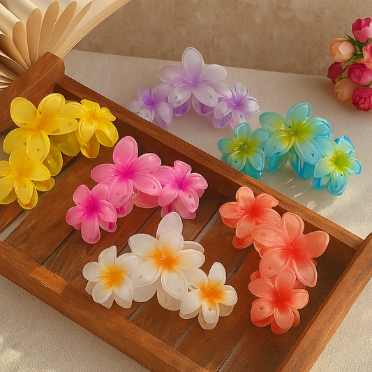 Tropical Bloom 3-Flower Hair Clutcher – Set of 3 | 4